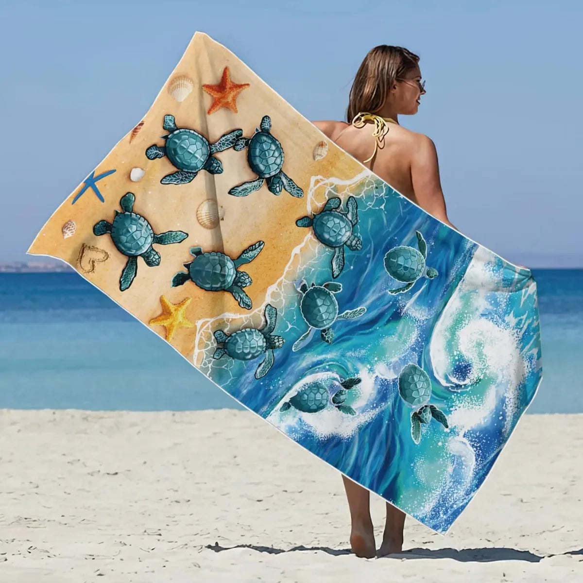 Dolphin Print Microfiber Beach Towel, Soft Absorbent Pool Towel, Sand-proof Swimming Towel, Beach Essentials, Travel Supplies