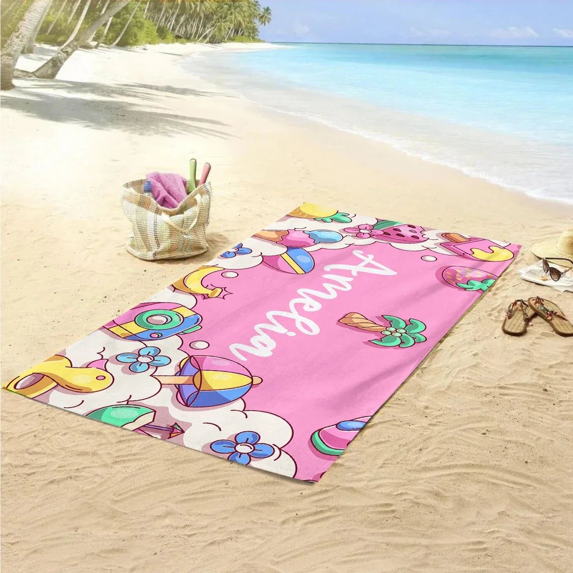 Personalized Custom Beach Towel Swimming Towel Gift For Swimmer Outdoor Pool towel Yoga Summer Birthday Gift Girls Beach Trip