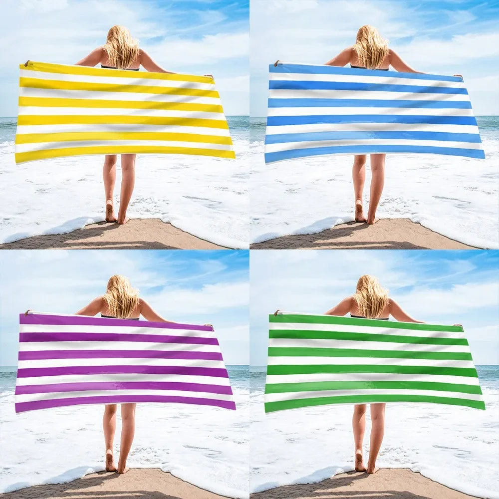 Yellow Stripe Microfiber Beach Towel Quick Fast Dry  Trend Pattern Beach Towel Oversized Blanket Lightweight Towel Bathtowel