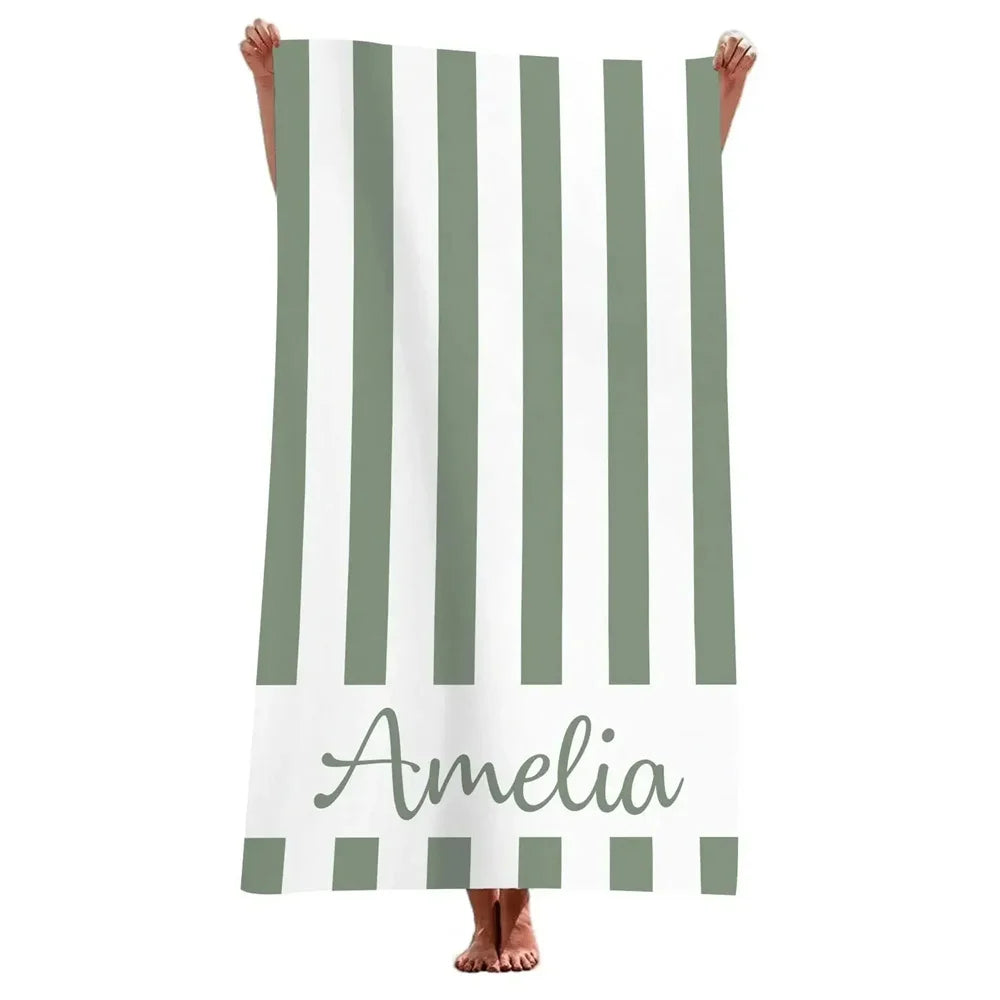 Striped Beach Towels Custom Name Beach Towel 3d Printed Microfiber Beach Towel Water Absorbing Personalized Bath Towel