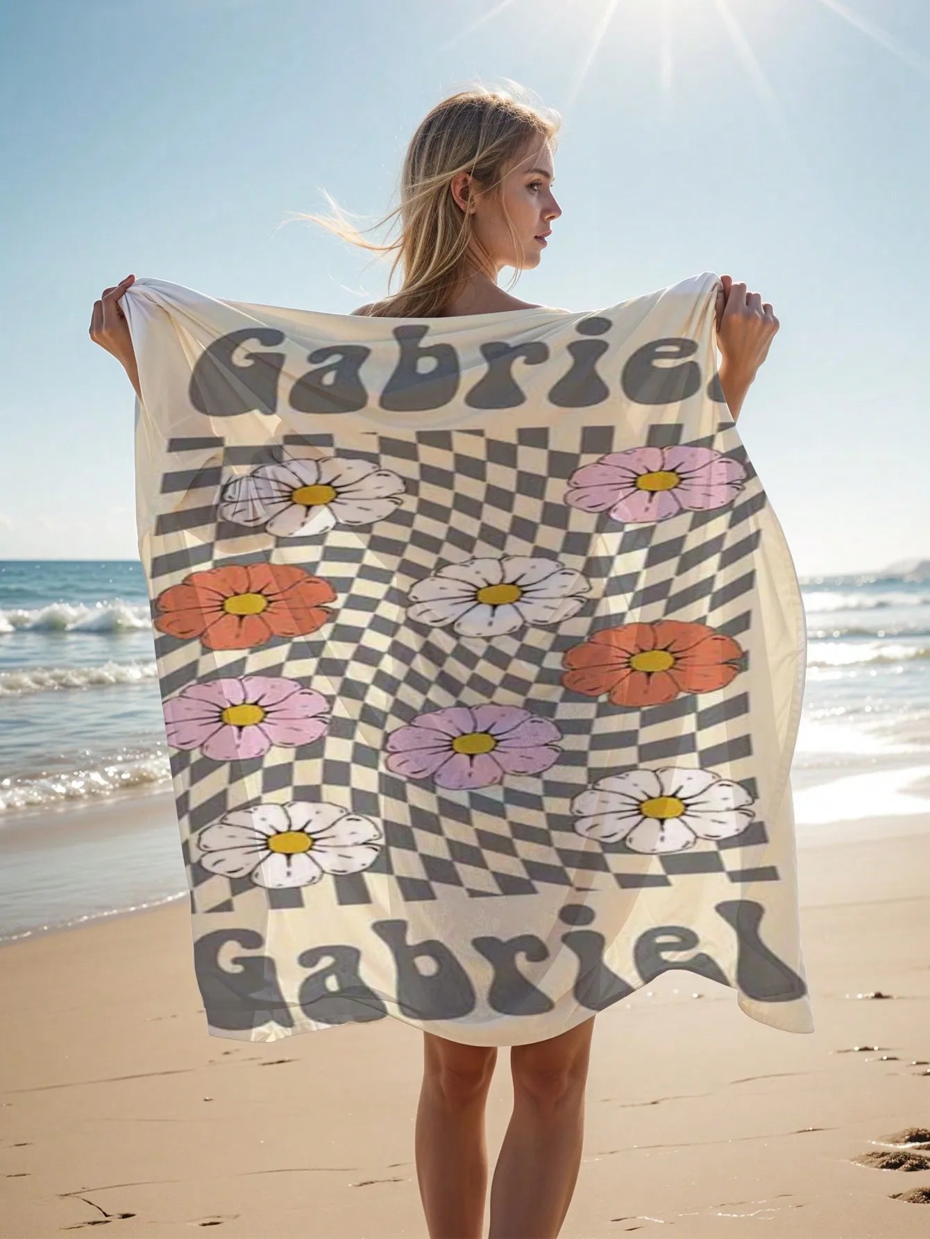 1PC Customizable Personalized Name Beach Towel Pool Bath Towel Letter Combination Customization for Gifts