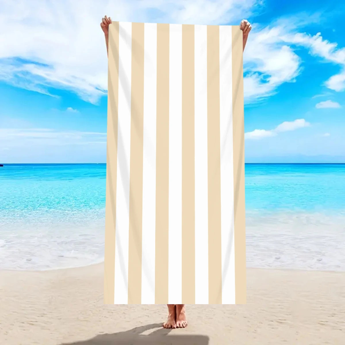 1pc Minimally striped beach towel, ultra-fine fiber quick drying absorbent towel, beach swimming vacation beach towel