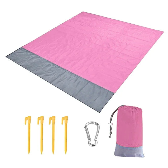 2x2.1m Waterproof Pocket Beach Mat Blanket Folding Camping Mattress Portable Lightweight Mat Outdoor Picnic Mat Sand Beach Towel