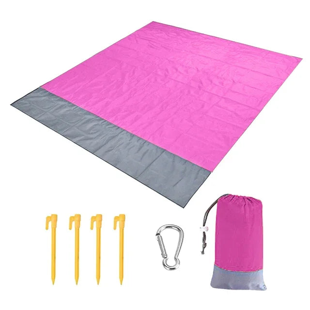 2x2.1m Waterproof Pocket Beach Mat Blanket Folding Camping Mattress Portable Lightweight Mat Outdoor Picnic Mat Sand Beach Towel