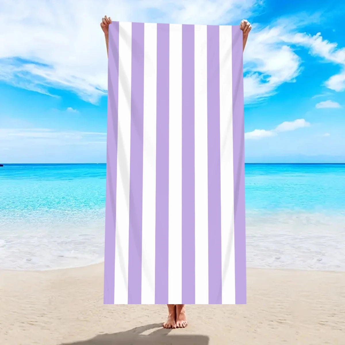 1pc Minimally striped beach towel, ultra-fine fiber quick drying absorbent towel, beach swimming vacation beach towel
