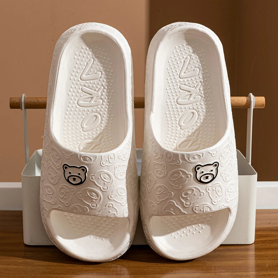 Women's Slippers Printting Cute Bear Cartoon Sandals Summer Indoor Soft Wear-resistant Anti-slip Lightness Couple Leisure Shoes