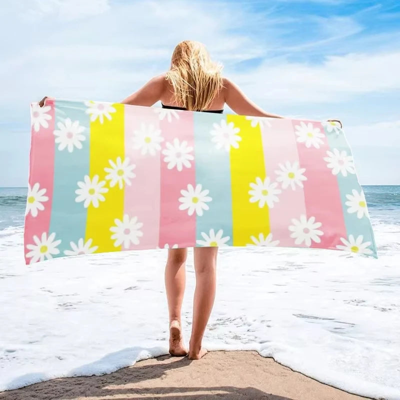 DIZETION Absorbent and Quick-drying Beach Towel Microfiber Yoga Swimming Beach Towel Printed Seaside Bath Towel 70*140CM