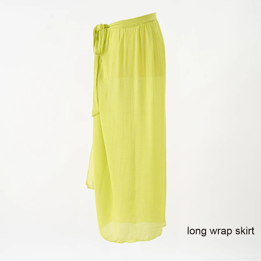 Simple Pure Color Chiffon Beach Bikini Cover Ups Swimwear Women Summer Sun Protection Cardigan Leisure Travel Cape Long