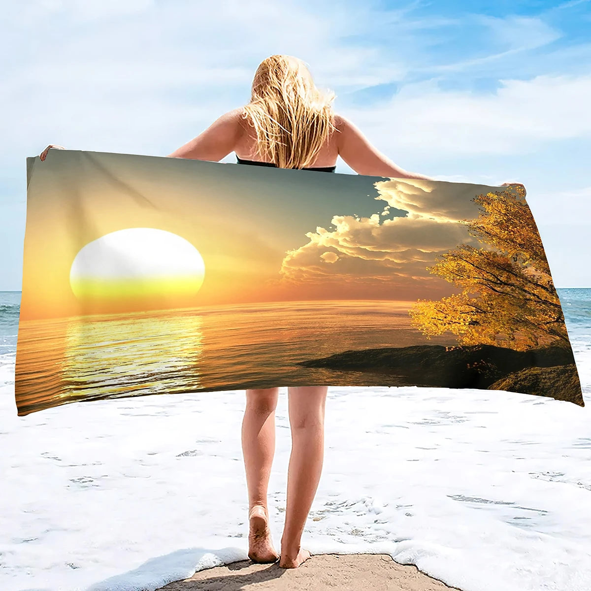 Sun Print Microfiber Beach Towel  Summer Bath Pool Towels Sand Proof Quick Dry Oversized  Accessories for Adults Kids