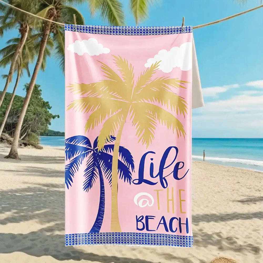 DIZETION Absorbent and Quick-drying Beach Towel Microfiber Yoga Swimming Beach Towel Printed Seaside Bath Towel 70*140CM
