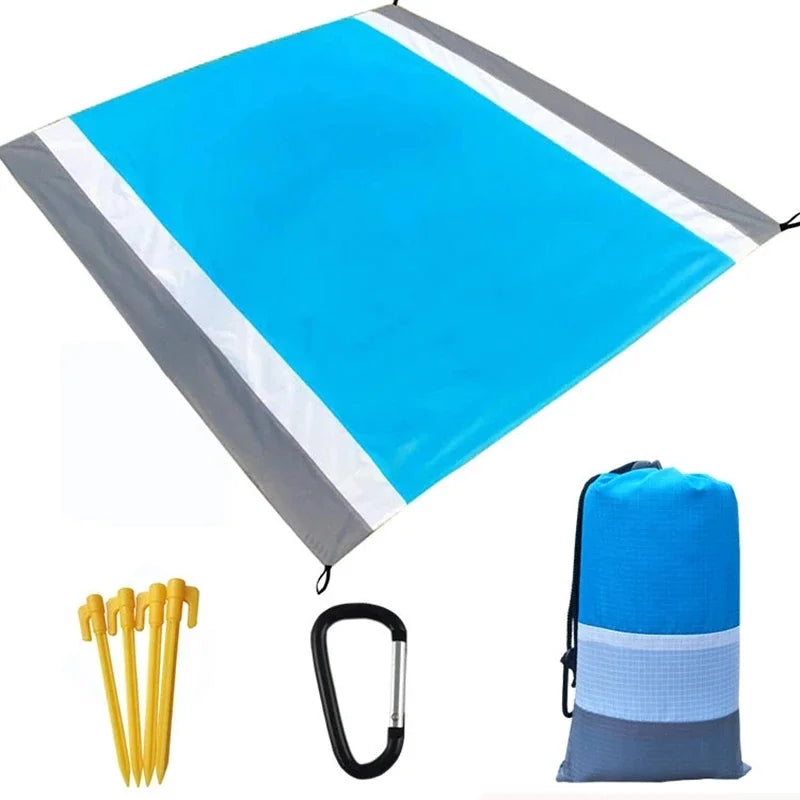 2x2.1m Waterproof Pocket Beach Mat Blanket Folding Camping Mattress Portable Lightweight Mat Outdoor Picnic Mat Sand Beach Towel