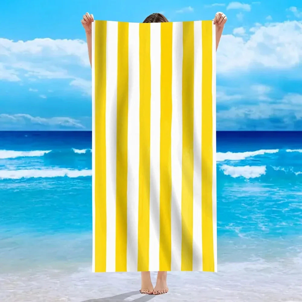 Yellow Stripe Microfiber Beach Towel Quick Fast Dry  Trend Pattern Beach Towel Oversized Blanket Lightweight Towel Bathtowel