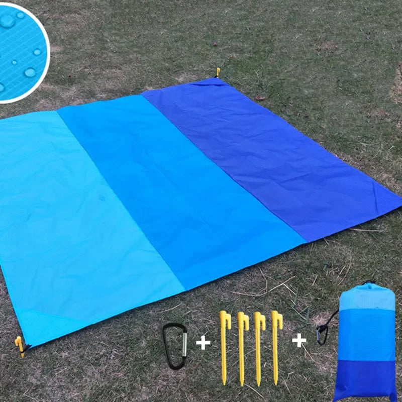 2x2.1m Waterproof Pocket Beach Mat Blanket Folding Camping Mattress Portable Lightweight Mat Outdoor Picnic Mat Sand Beach Towel