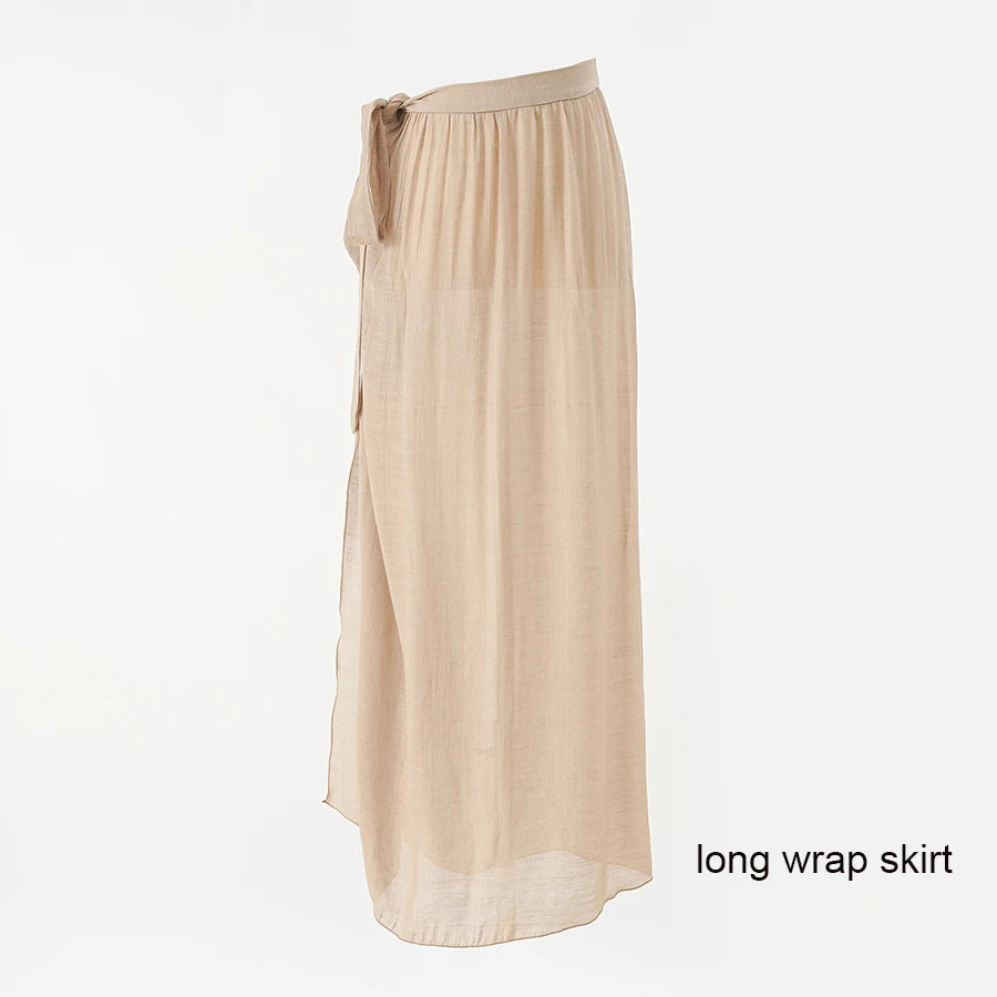 Simple Pure Color Chiffon Beach Bikini Cover Ups Swimwear Women Summer Sun Protection Cardigan Leisure Travel Cape Long