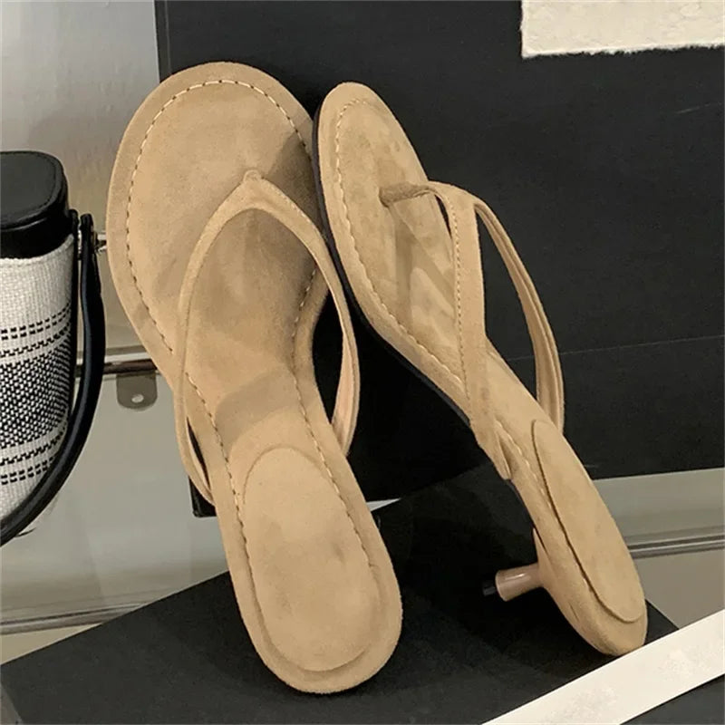 Eilyken Summer Fashion Thin Low Heels Slippers Women Round Clip Toe Beach Casual Sandals Flip Flops Shoes Zapatos De Mujer