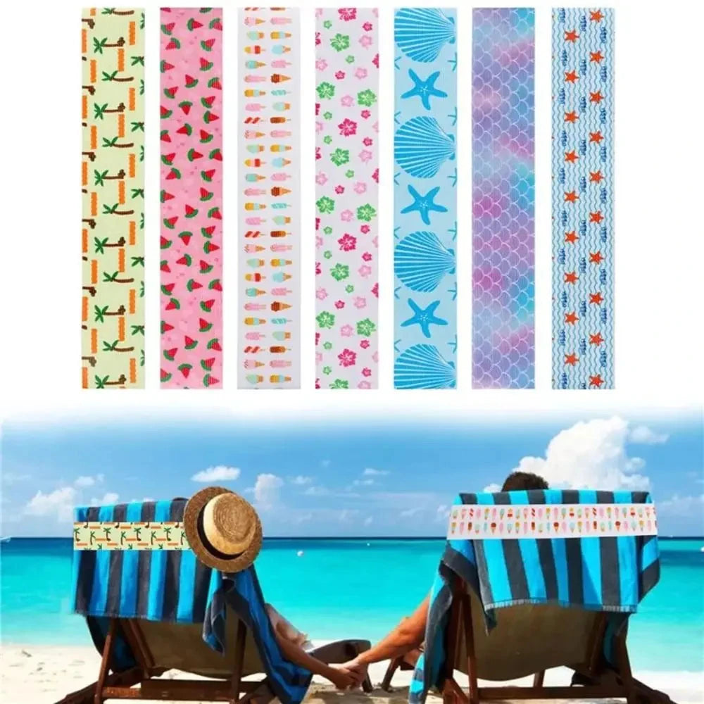 Towel Bands for Beach Chair 11.8 Colorful Windproof Beach Towel Strap Elastic Bed quilt Sheet Storage Belt Durable Cruise Clips