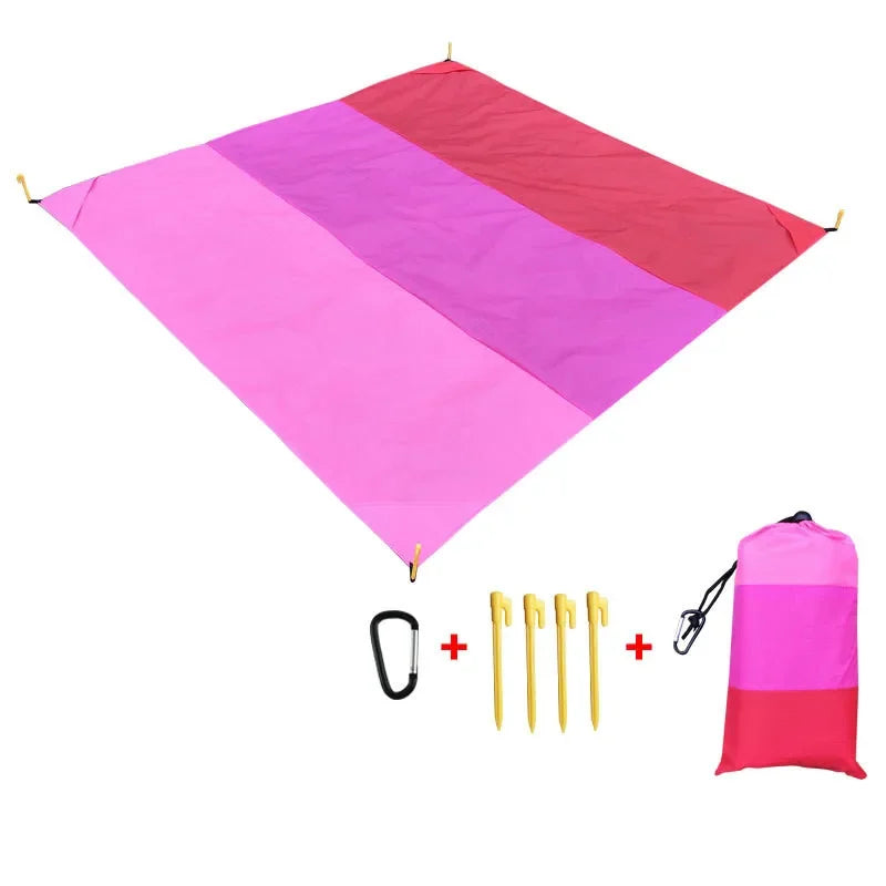 2x2.1m Waterproof Pocket Beach Mat Blanket Folding Camping Mattress Portable Lightweight Mat Outdoor Picnic Mat Sand Beach Towel