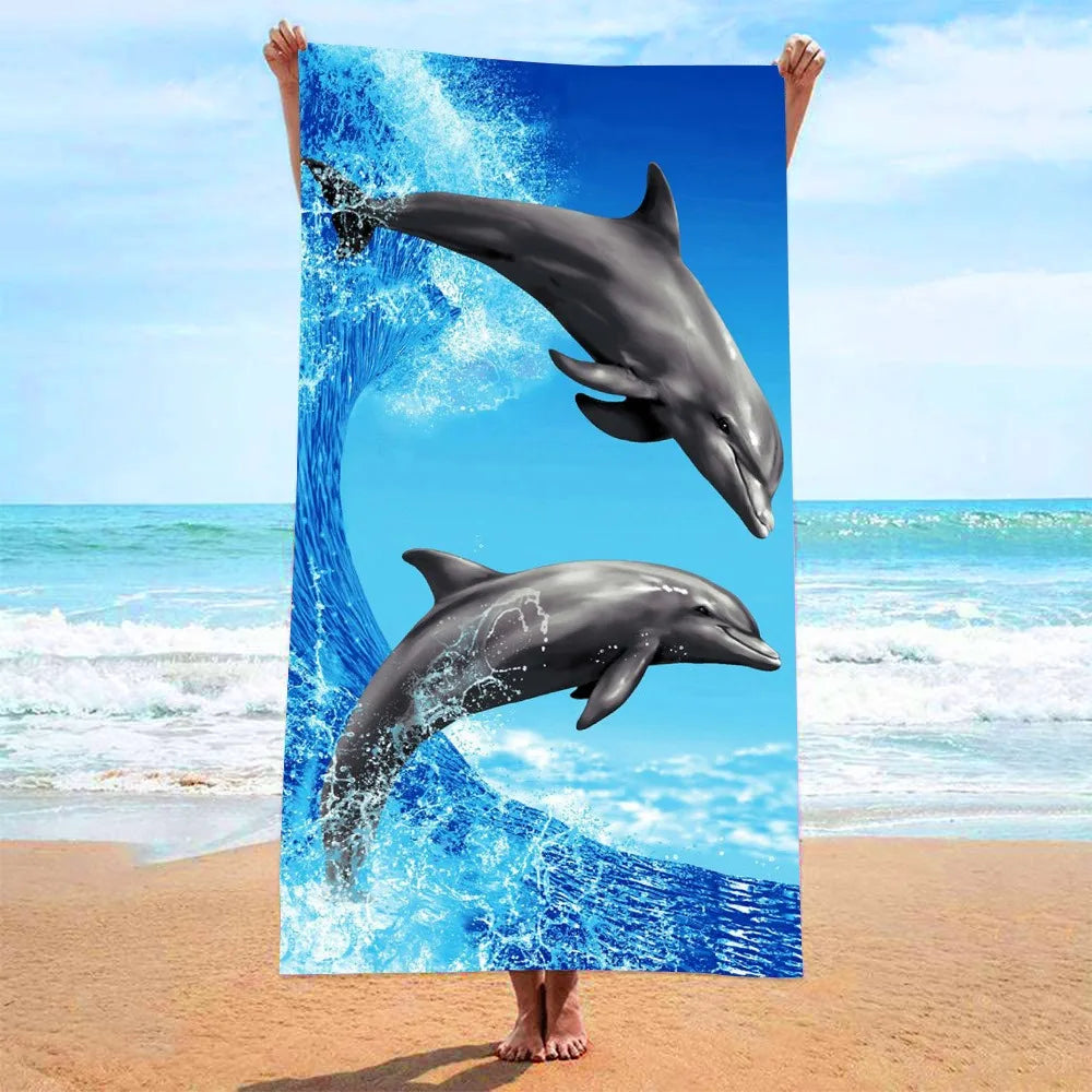 DIZETION Absorbent and Quick-drying Beach Towel Microfiber Yoga Swimming Beach Towel Printed Seaside Bath Towel 70*140CM
