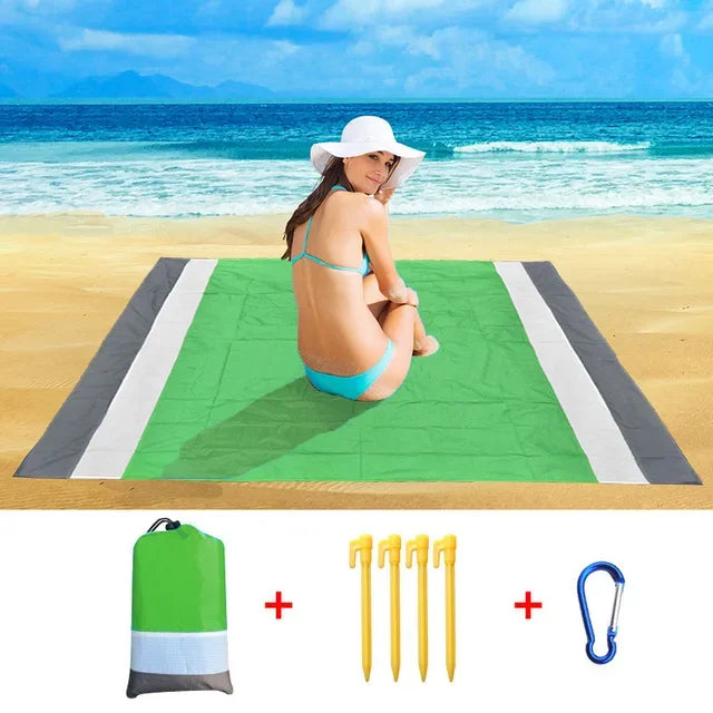 2x2.1m Waterproof Pocket Beach Mat Blanket Folding Camping Mattress Portable Lightweight Mat Outdoor Picnic Mat Sand Beach Towel