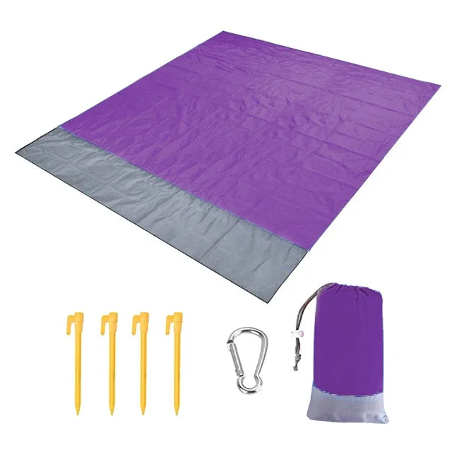 2x2.1m Waterproof Pocket Beach Mat Blanket Folding Camping Mattress Portable Lightweight Mat Outdoor Picnic Mat Sand Beach Towel