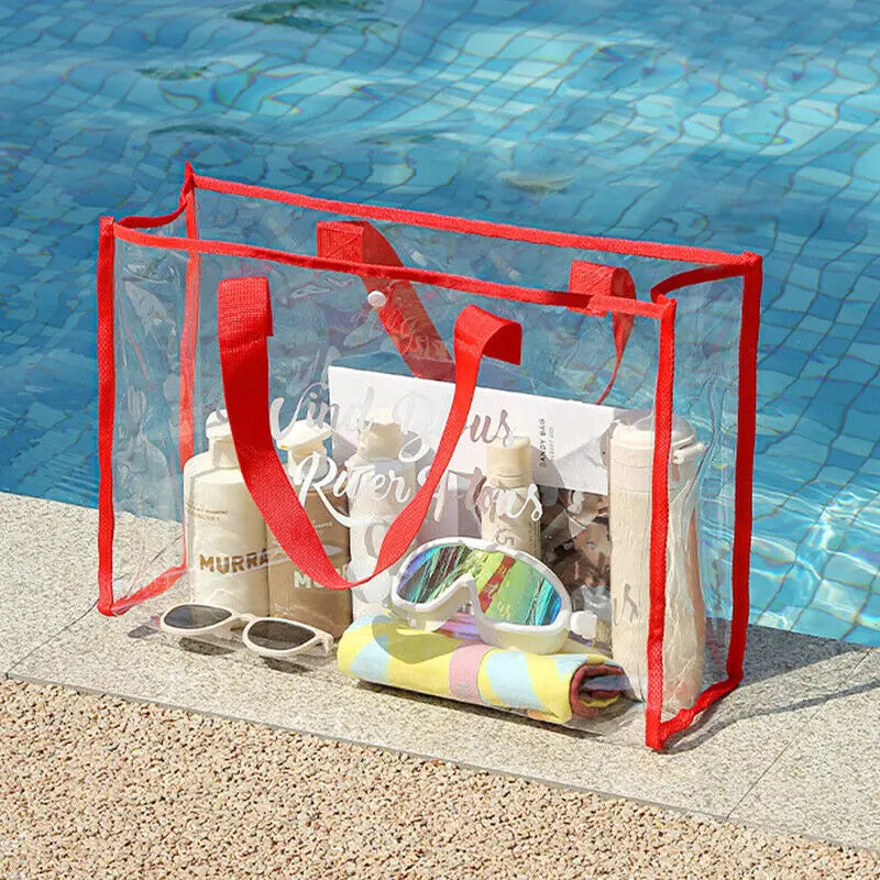 New Summer Women Fashion Clear Pvc Storage Bag Versatile Tote Bag Shoulder Bag For Swim Storage Shopping Waterproof Beach Bag