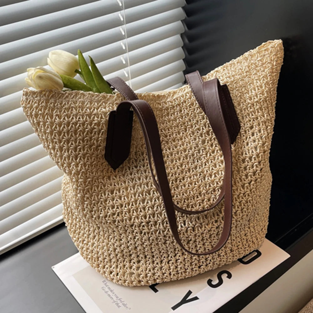 Women Shouder Bag Bohemian Straw Underarm Bag Summer Beach Woven Armpit Bag Large Casual Crochet Tote Bag Shopping Bags