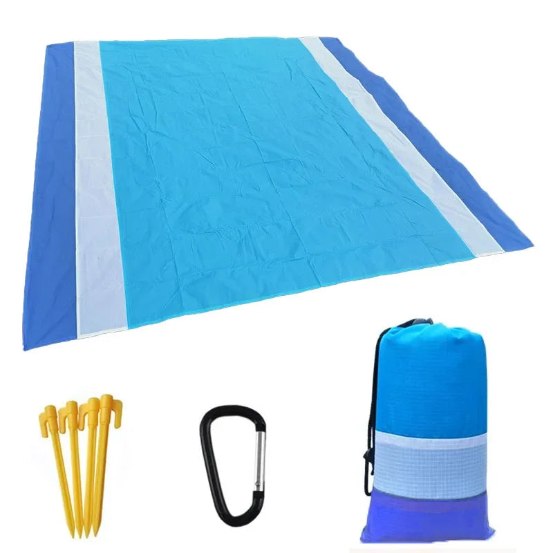 2x2.1m Waterproof Pocket Beach Mat Blanket Folding Camping Mattress Portable Lightweight Mat Outdoor Picnic Mat Sand Beach Towel