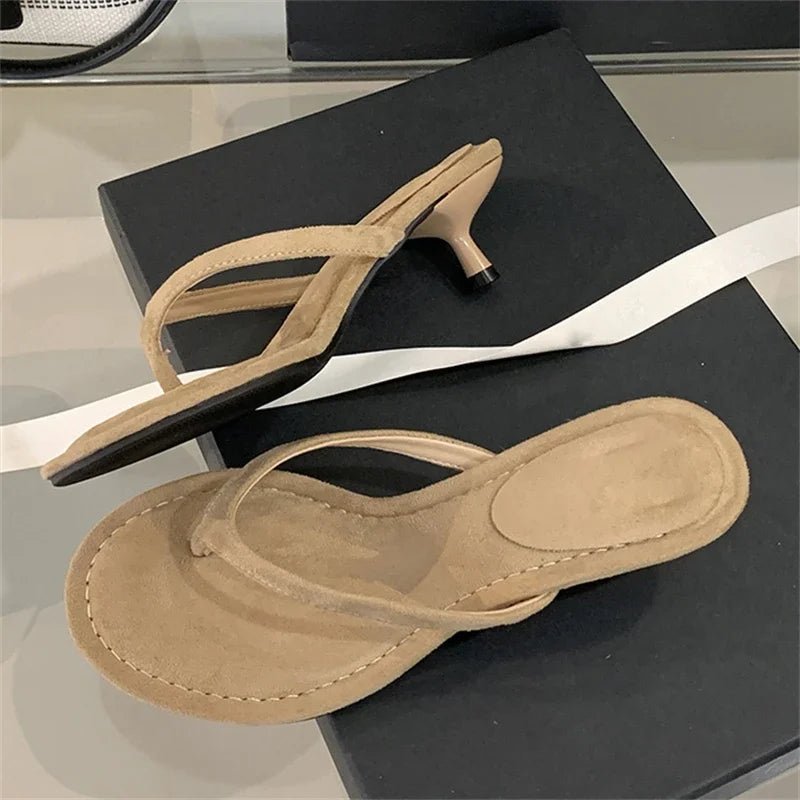 Eilyken Summer Fashion Thin Low Heels Slippers Women Round Clip Toe Beach Casual Sandals Flip Flops Shoes Zapatos De Mujer