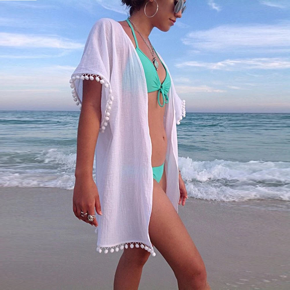 New summer cardigan cape 2024 Hollow knit women's beach wear cover sun protection beach wear