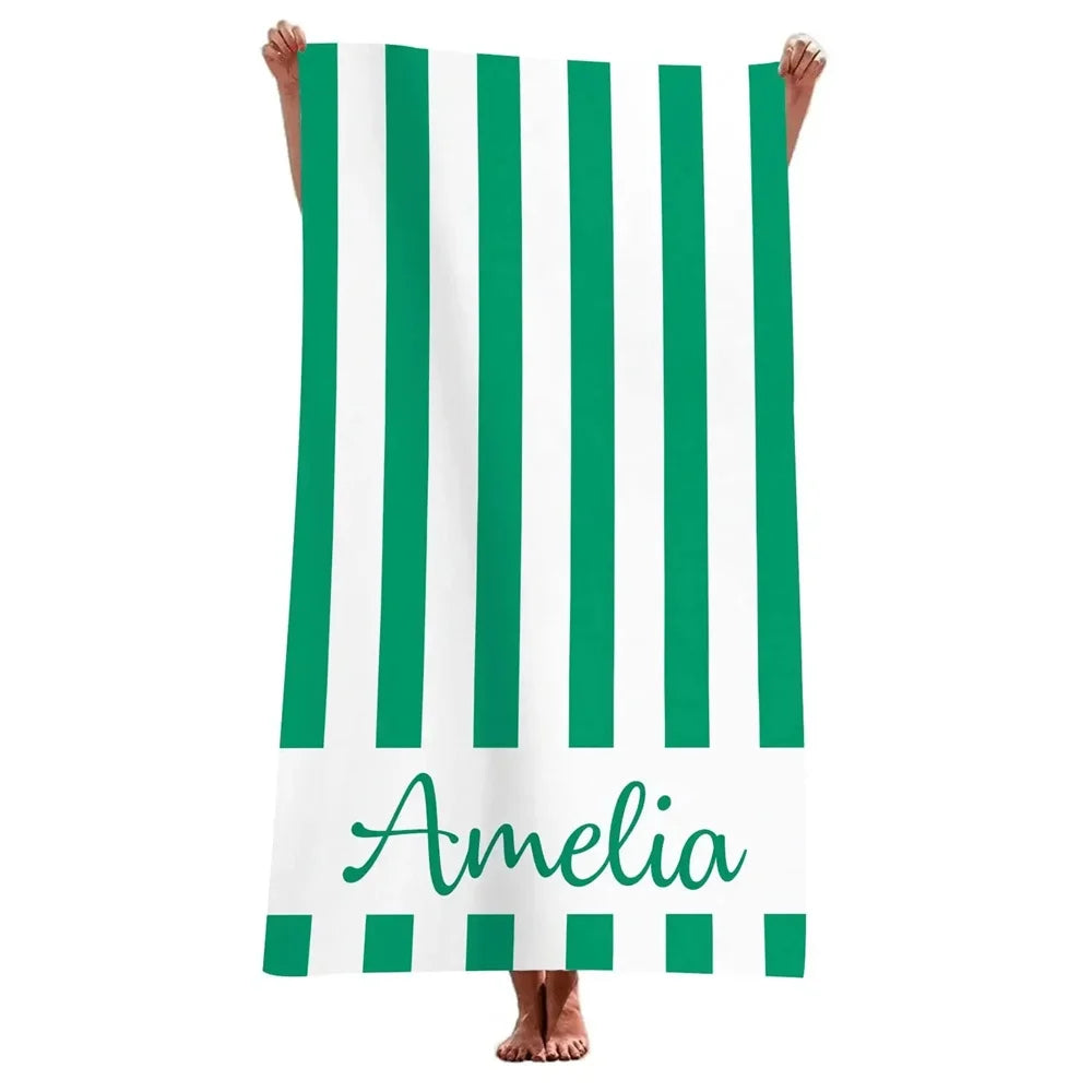 Striped Beach Towels Custom Name Beach Towel 3d Printed Microfiber Beach Towel Water Absorbing Personalized Bath Towel