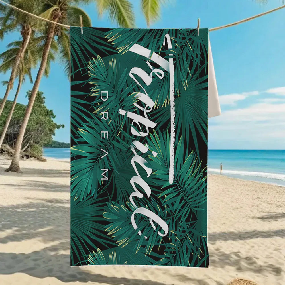 DIZETION Absorbent and Quick-drying Beach Towel Microfiber Yoga Swimming Beach Towel Printed Seaside Bath Towel 70*140CM