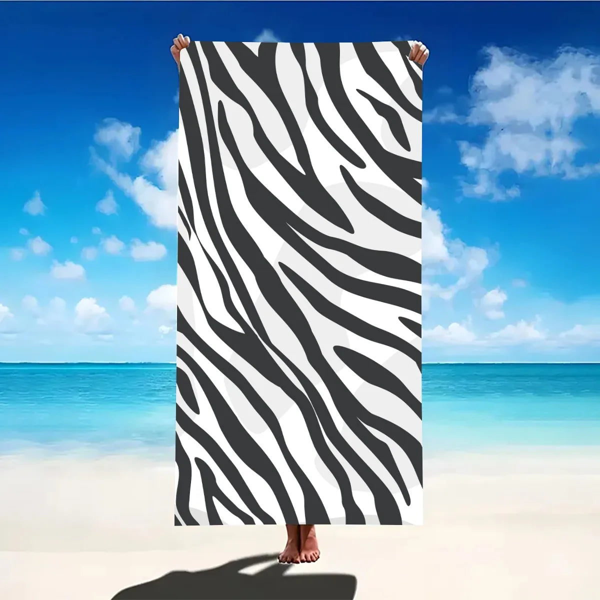 Zebra Stripe Decor Beach Towel Large Microfiber Ultra-Soft Quick Dry Bath Towels For Swimming Yoga Lightweight Travel Camping
