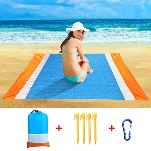 2x2.1m Waterproof Pocket Beach Mat Blanket Folding Camping Mattress Portable Lightweight Mat Outdoor Picnic Mat Sand Beach Towel