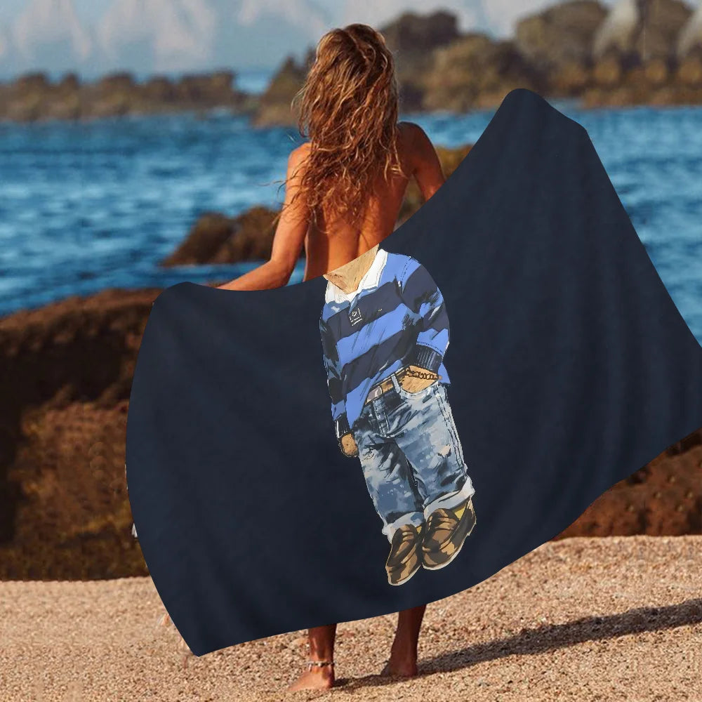 Cute Teddy Bear Happy Microfiber Printed Beach Towel Mountain Climbing Yoga Beach Swimming Running Absorbent Soft Towel