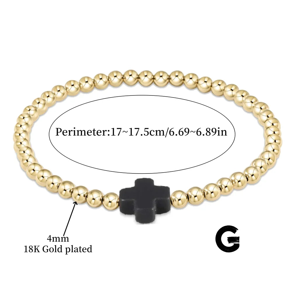 Vlen Cross Bracelet Stackable Designer Bracelets for Women 18K Gold Plated Waterproof Jewelry Boho Summer Beach Pulseras