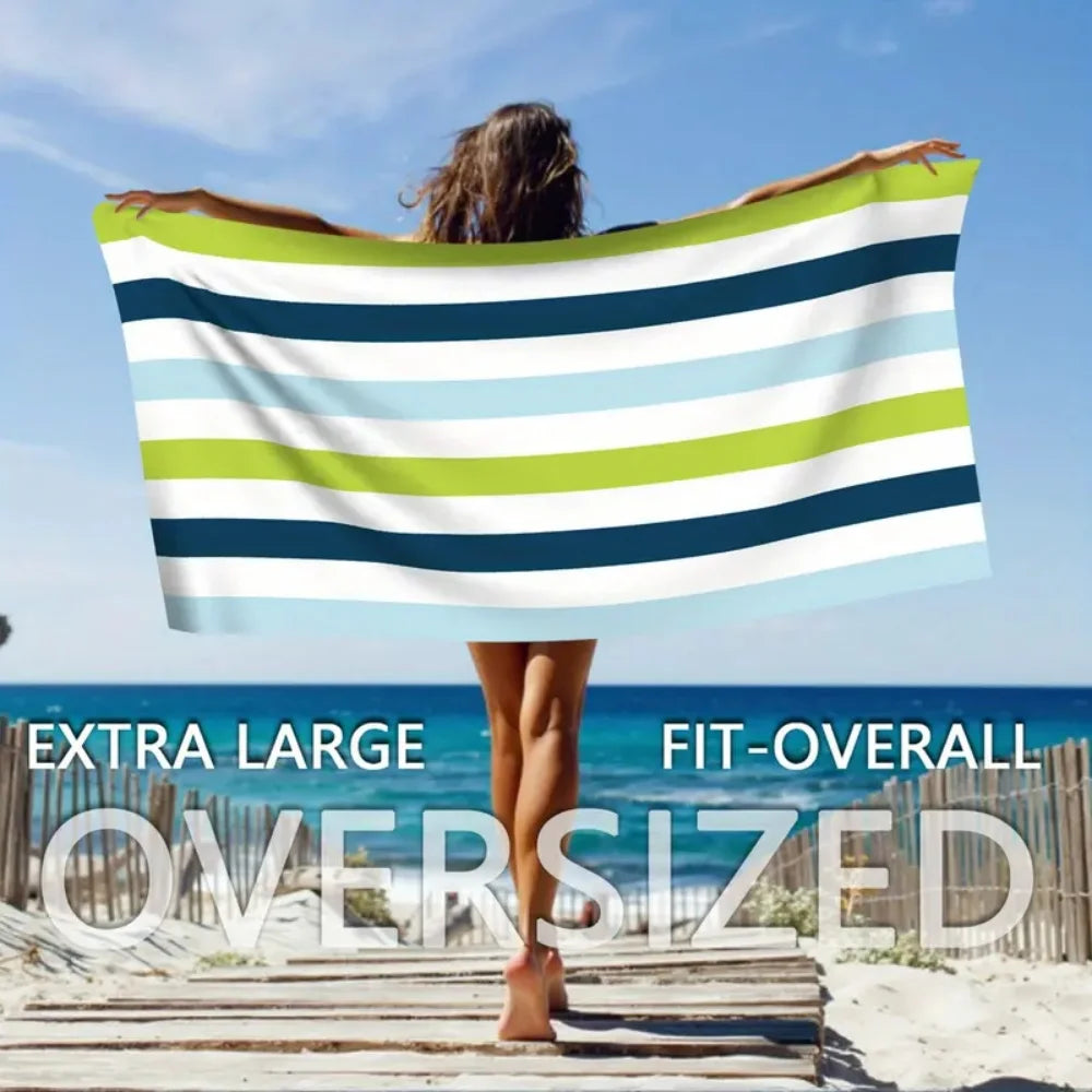 Super absorbent quick-drying beach towel, striped design,soft lightweight, beach travel swimming camping towel machine washable