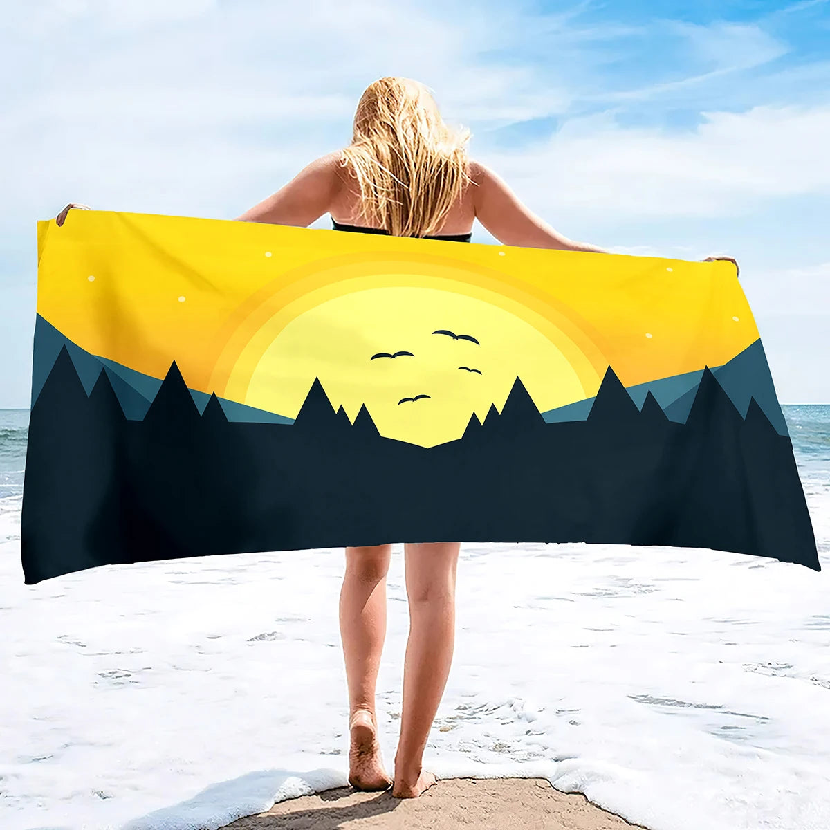 Sun Print Microfiber Beach Towel  Summer Bath Pool Towels Sand Proof Quick Dry Oversized  Accessories for Adults Kids