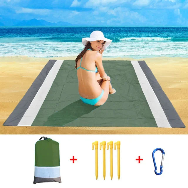 2x2.1m Waterproof Pocket Beach Mat Blanket Folding Camping Mattress Portable Lightweight Mat Outdoor Picnic Mat Sand Beach Towel