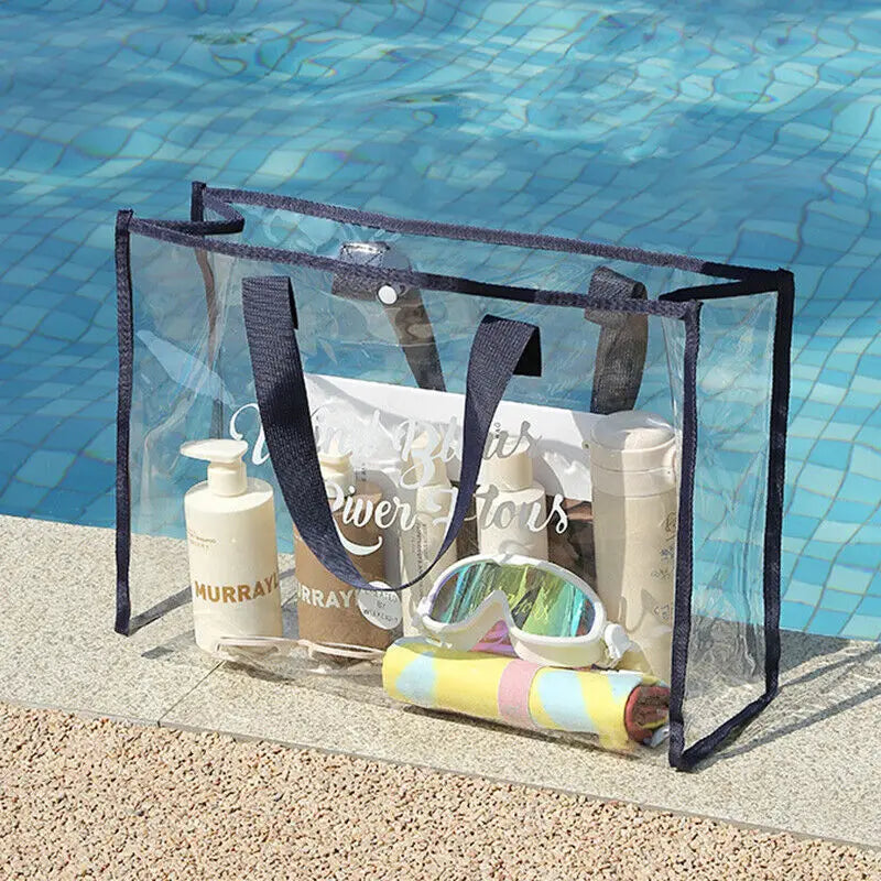 New Summer Women Fashion Clear Pvc Storage Bag Versatile Tote Bag Shoulder Bag For Swim Storage Shopping Waterproof Beach Bag