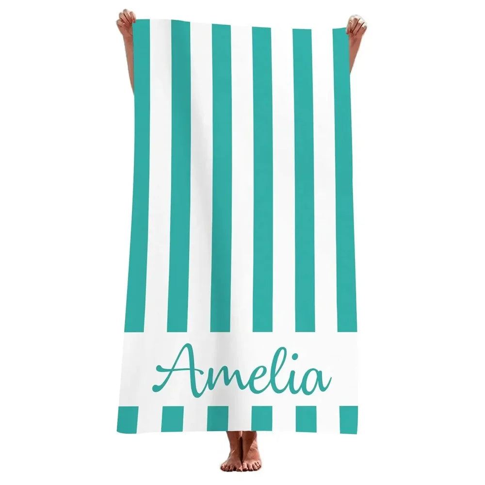 Striped Beach Towels Custom Name Beach Towel 3d Printed Microfiber Beach Towel Water Absorbing Personalized Bath Towel