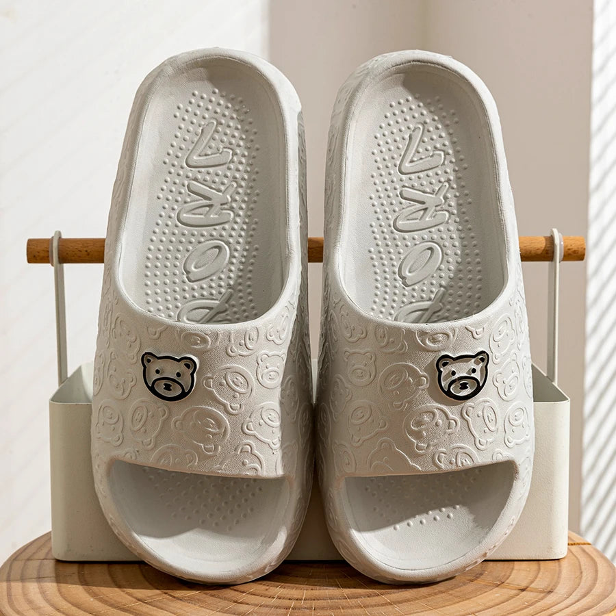 Women's Slippers Printting Cute Bear Cartoon Sandals Summer Indoor Soft Wear-resistant Anti-slip Lightness Couple Leisure Shoes