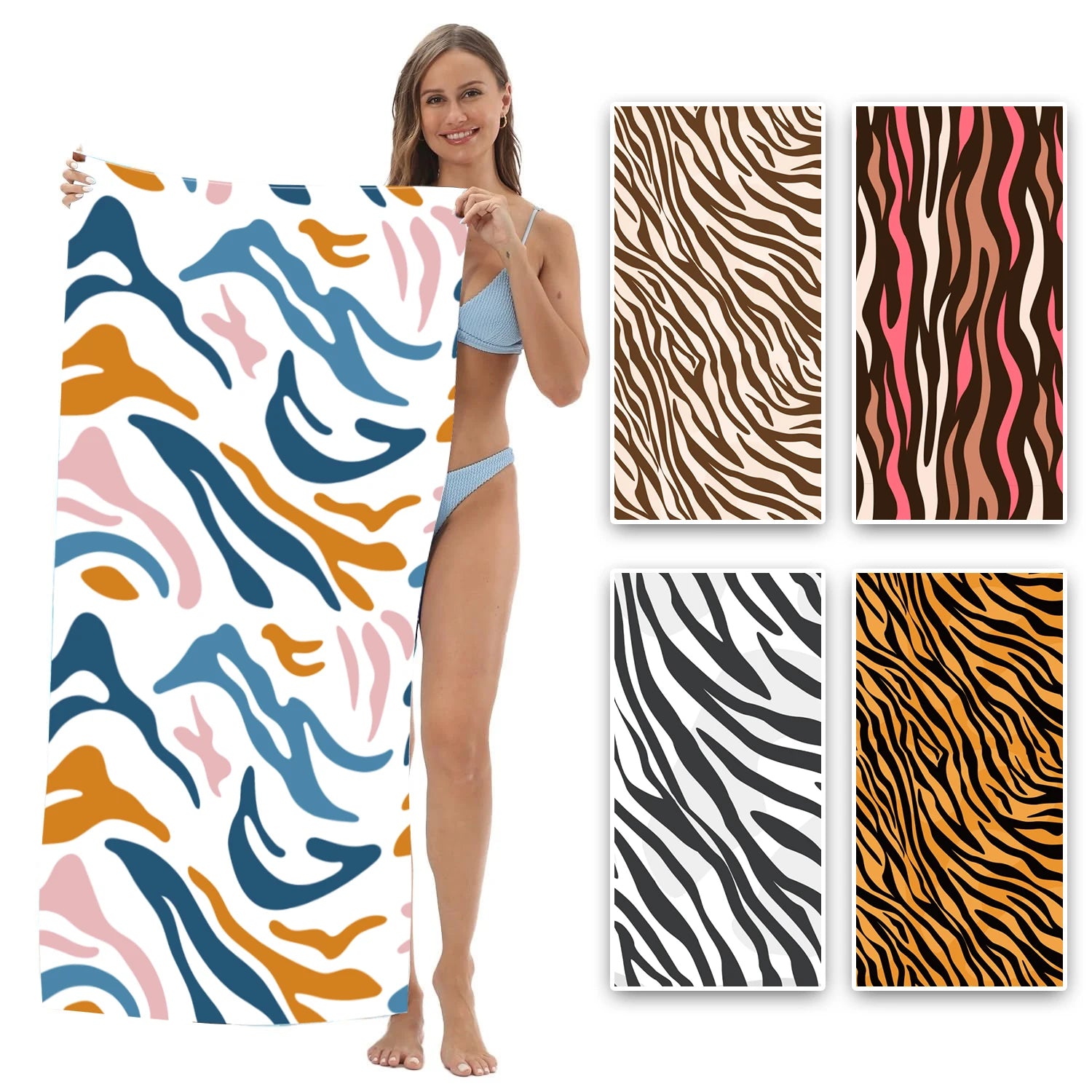 Zebra Stripe Decor Beach Towel Large Microfiber Ultra-Soft Quick Dry Bath Towels For Swimming Yoga Lightweight Travel Camping