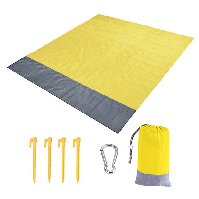 2x2.1m Waterproof Pocket Beach Mat Blanket Folding Camping Mattress Portable Lightweight Mat Outdoor Picnic Mat Sand Beach Towel