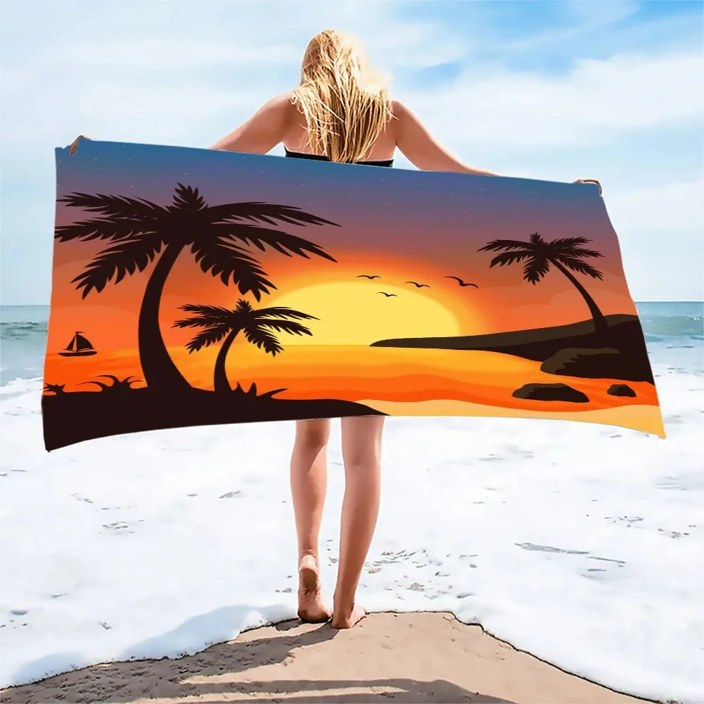 Microfiber Hairring Printed Beach Towel Mountain Climbing Yoga Beach Swimming Running Absorbent Soft Towel