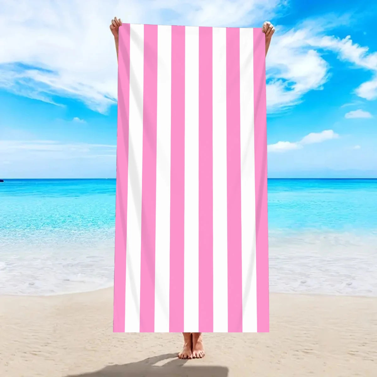 1pc Minimally striped beach towel, ultra-fine fiber quick drying absorbent towel, beach swimming vacation beach towel