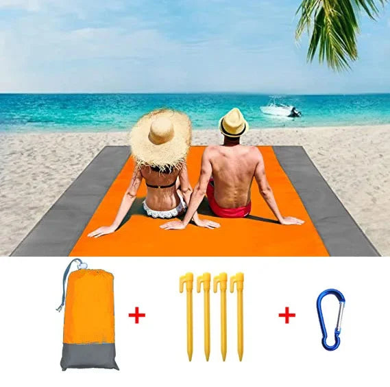 2x2.1m Waterproof Pocket Beach Mat Blanket Folding Camping Mattress Portable Lightweight Mat Outdoor Picnic Mat Sand Beach Towel