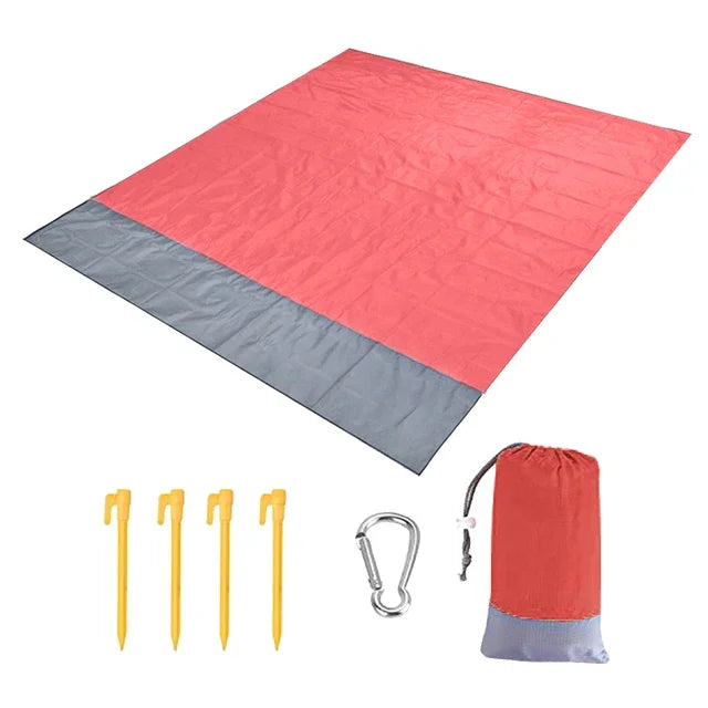 2x2.1m Waterproof Pocket Beach Mat Blanket Folding Camping Mattress Portable Lightweight Mat Outdoor Picnic Mat Sand Beach Towel