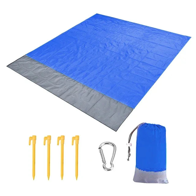 2x2.1m Waterproof Pocket Beach Mat Blanket Folding Camping Mattress Portable Lightweight Mat Outdoor Picnic Mat Sand Beach Towel