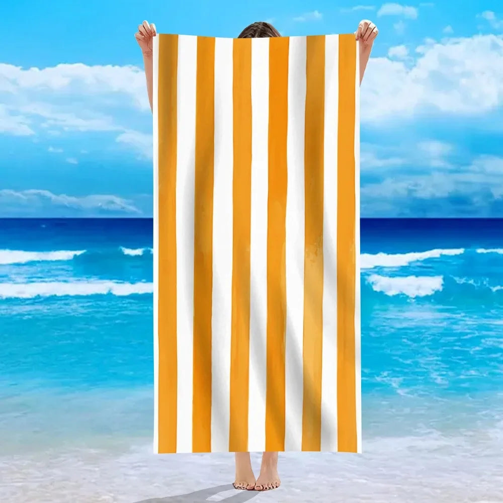 Yellow Stripe Microfiber Beach Towel Quick Fast Dry Trend Pattern Beach Towel Oversized Blanket Lightweight Towel Bathtowel