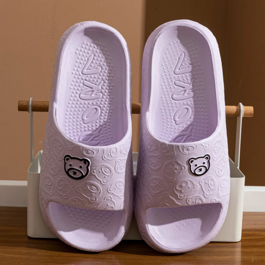 Women's Slippers Printting Cute Bear Cartoon Sandals Summer Indoor Soft Wear-resistant Anti-slip Lightness Couple Leisure Shoes